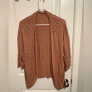 Women's Brown Open Knit Sweater